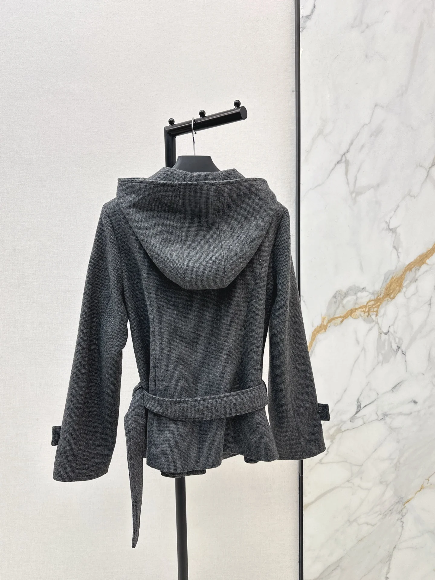 

High quality autumn and winter women's double breasted hooded woolen windbreaker jacket LH253