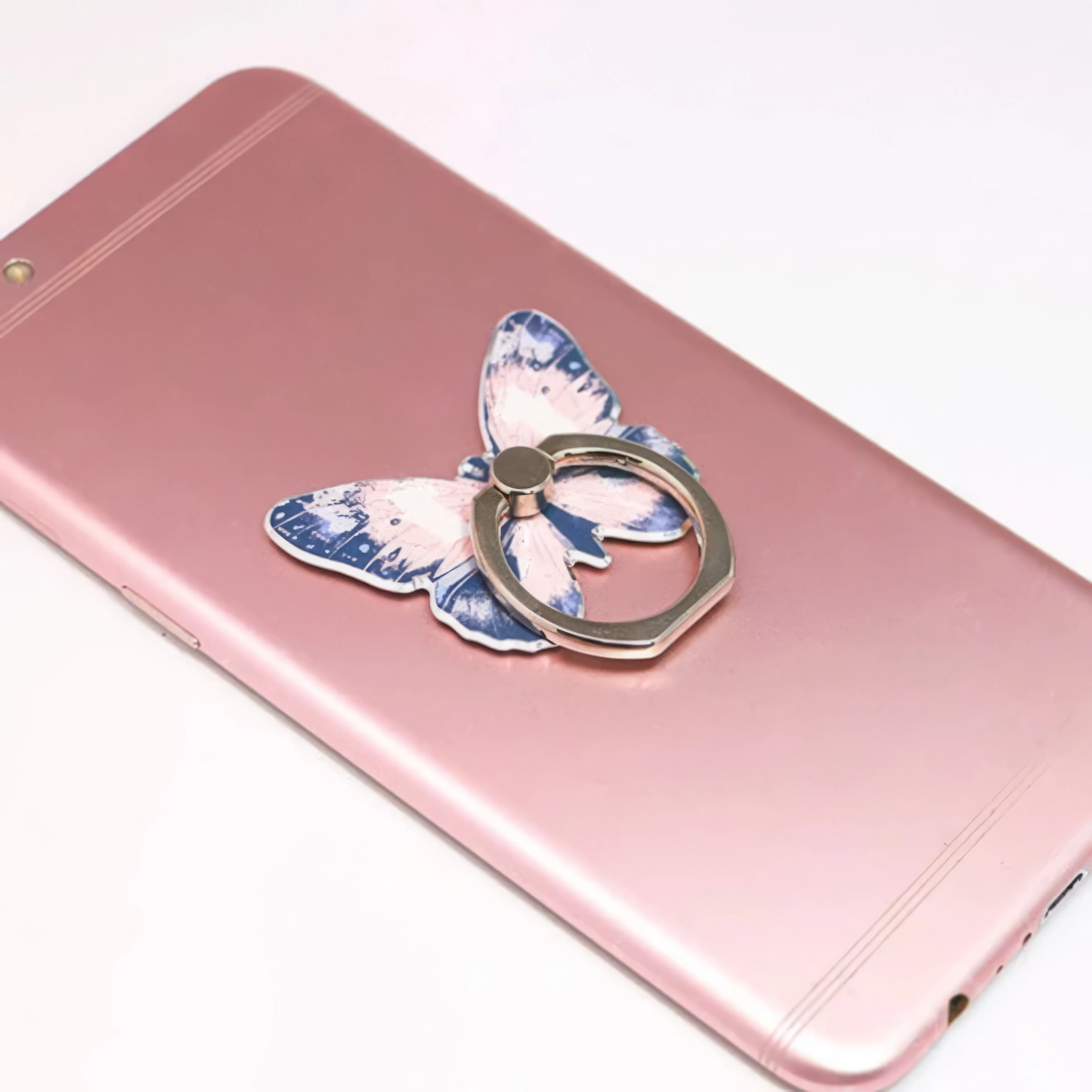 1 حامل هاتف على شكل فراشة وردي/أرجواني، حامل حلقي للهاتف بنمط الفراشة، متوافق مع معظم الهواتف، ملحق