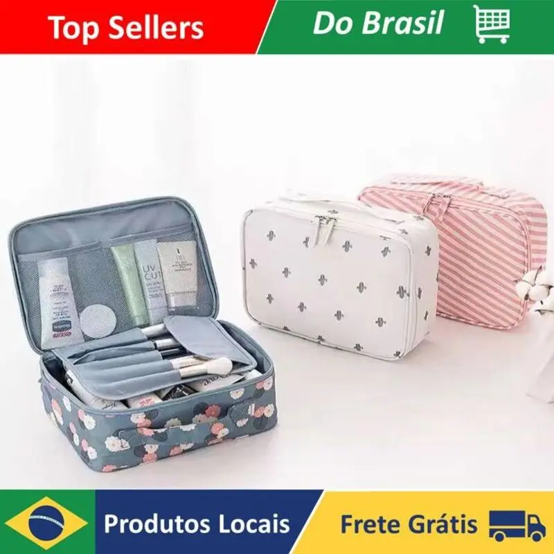 Bolsa de Maquiagem e Armazenamento Geral P/ Viagem em Cores Sortidas Enviadas Aleatoriamente - Envio Rápido P/ Todo Brasil
