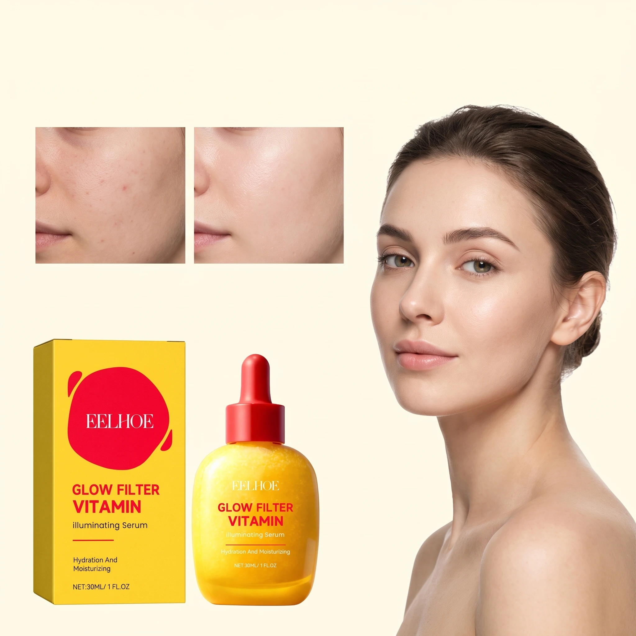 30ML Vitamin Facial Serum Deep Hydrating Enhance Smoothness Boosts Skin Elasticity Nourishing Pores Glowing Non-greasy Soothing Facial Serum
