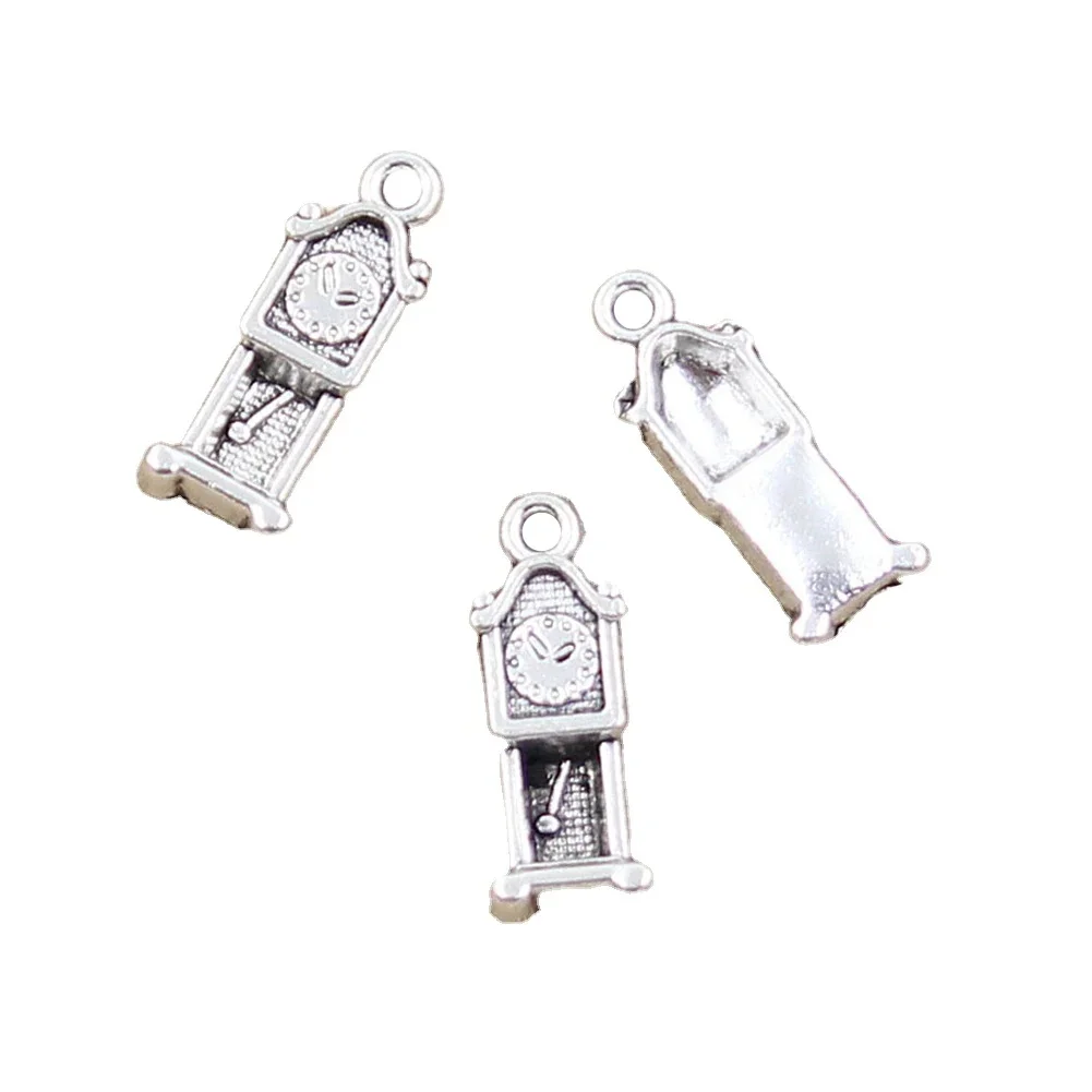 10 sztuk Charms zegar dziadka antyczne 20x8mm Antique Making wisiorek fit,Vintage tybetański srebrny kolor, ręcznie robiona biżuteria DIY — zdjęcie 2