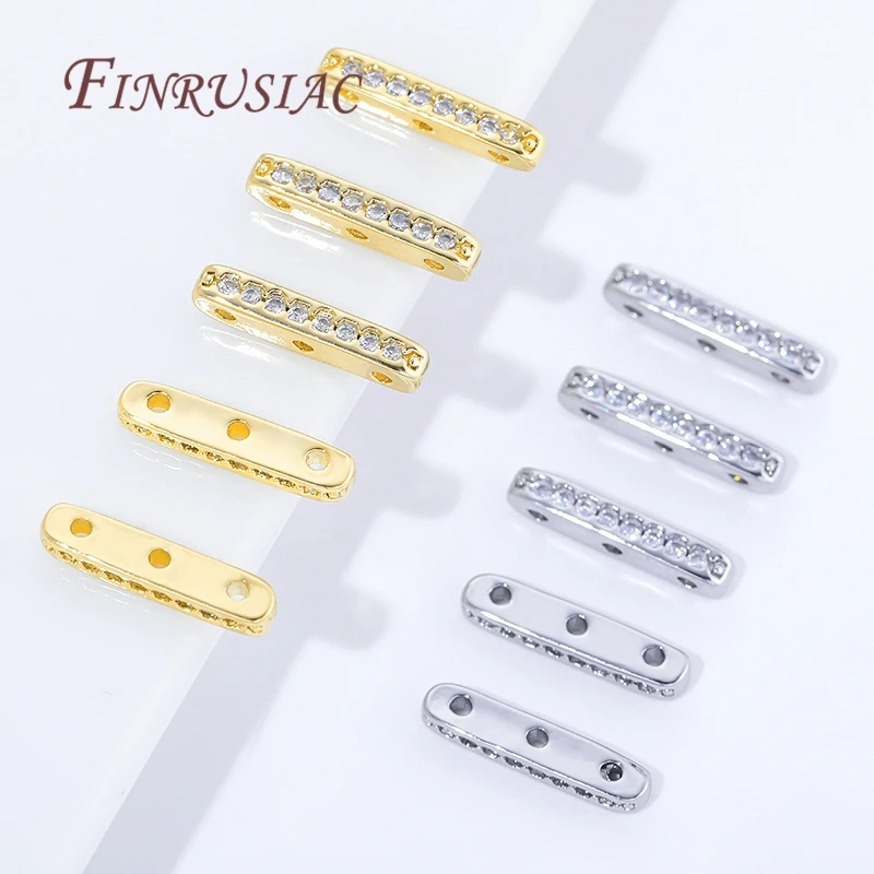 1/2/3Pcs 18K Gold Plated Brass with Zircon Separators Bar,Flat Spacer Bar,Supplies For Jewelry,DIY Bracelet&Necklace Accessories image 2