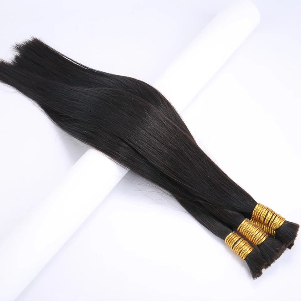 Straight Bulk Human Hair No Weft Bundles 100% Human Hair Bulk For Braiding 16-26 Inches Extensions Natural Black Color 50G/Pc