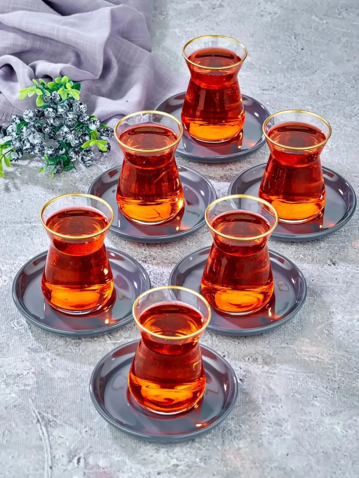 Decorative 12 Piece Turkish Tea Glass Set Gold Gilded Decorated Glass Tea Glass Set Gift Set Kitchen Accessories