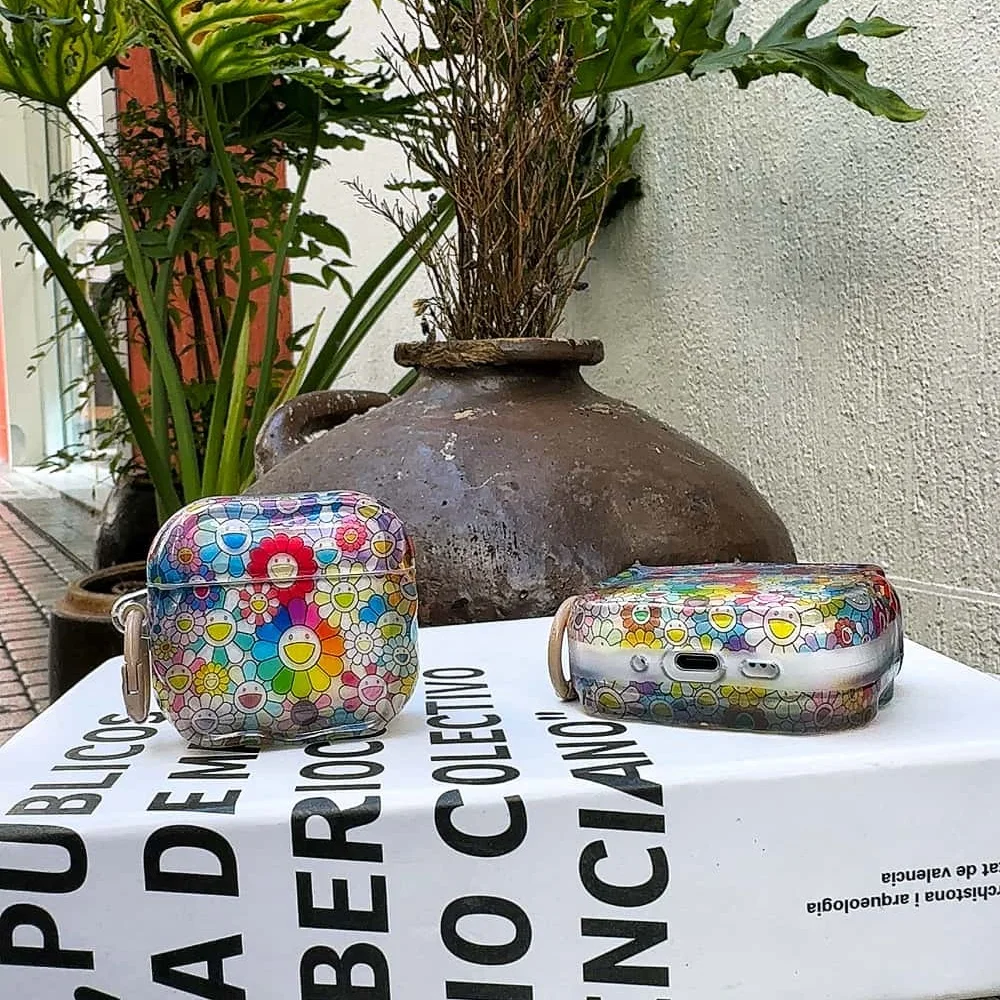 

Creative fashion full-screen colorful sunflower headphone protective case for AirPods 4 3 2 Pro 2 3 Korean INS new shock-proof