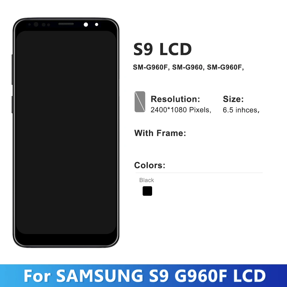 TFT Quality For Samsung S9 With Frame LCD Display G960 G960F Touch Screen Digitizer Assembly For Galaxy S9 Screen