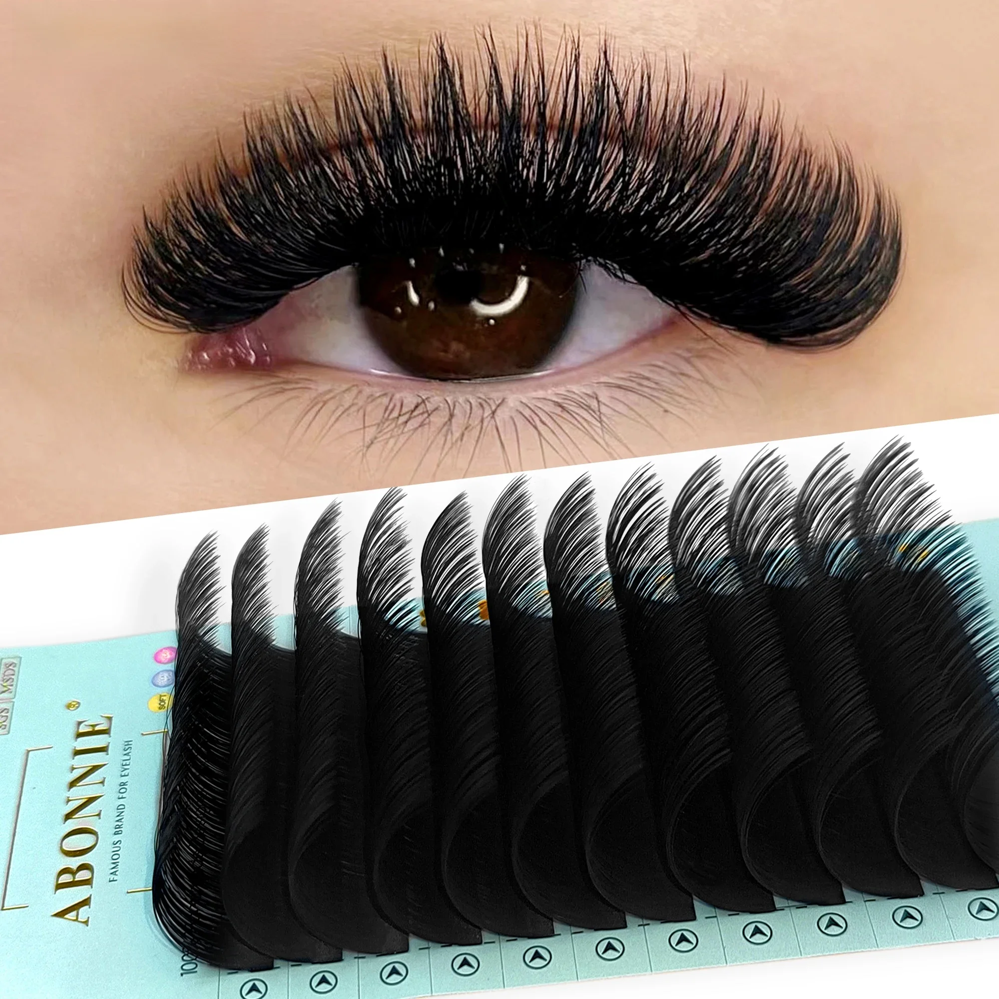 ABONNIE Kaschmir-Wimpernverlängerung, klassische Wimpernverlängerung, Tabletts, mattschwarz, weiche falsche Wimpern aus Nerz