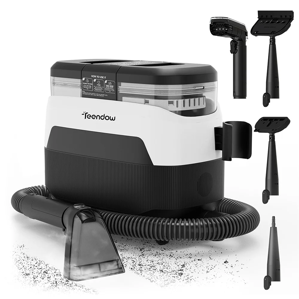 Teendow C6 MAX 3-In-1 Steam Carpet Cleaner 1650W High Power Steam Cleaner 12000Pa Strong Suction Dual Water Tanks Pet Friendly Upholstery Cleaner Portable Household Washing Machine for Sofa Rug Stain Remover