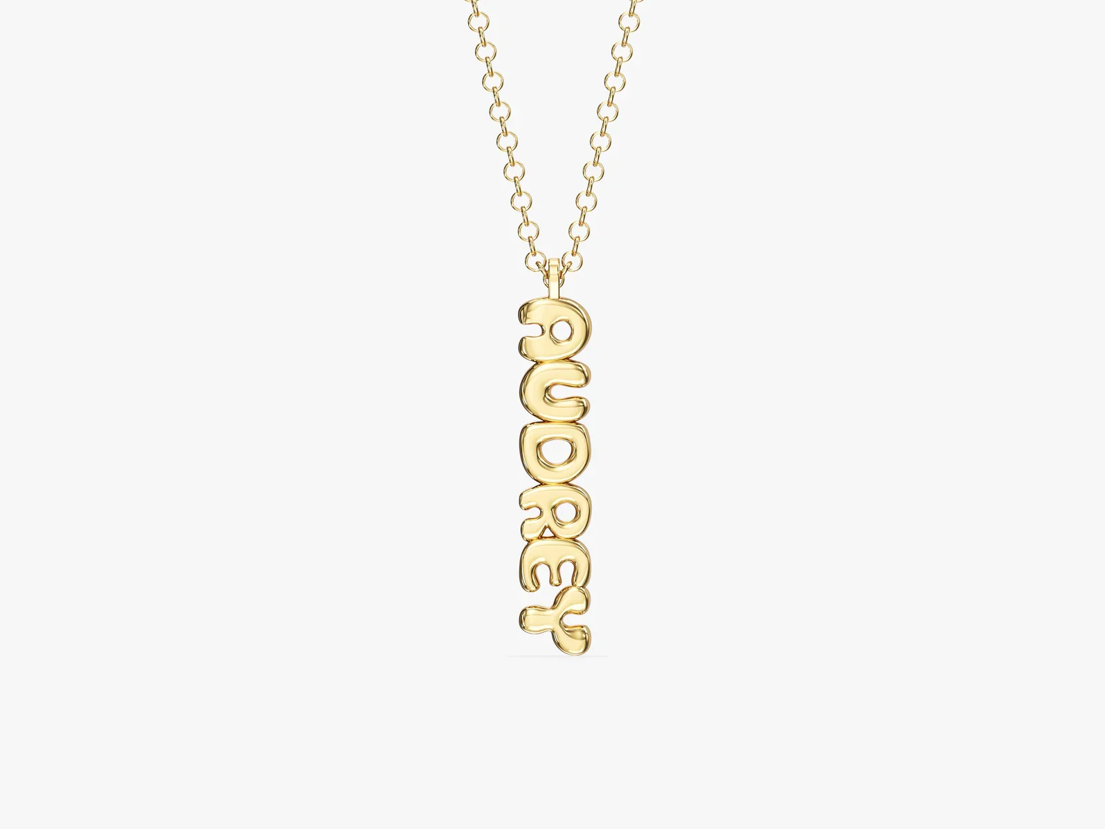 

Personalized Vertical Name Necklace Customized Bubble Letter Pendant 18k Gold Plated Adjustable Chain Christmas Daily Wear Love
