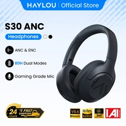 HAYLOU S30 Wireless Bluetooth 5.4 Headphones 43dB Adaptive Noise Cancelling Headsets 40mm Driver 80H Playtime Earphones