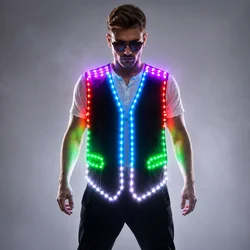 Colorful Led Luminous Vest Ballroom Costume Jacket DJ Singer Dancer Performer Stage Wear Waiter Clothes