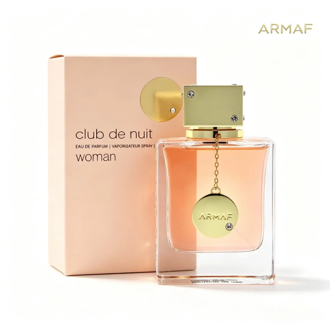 Armaf Club De Nuit Woman Eau de Parfum (3.6 oz / 105 ml) — una fragancia rica, floral-frutal-oriental que exuda una atmósfera madura, seductora y envolvente; el aroma perfecto para un cita nocturna de una mujer urbana.