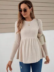 Maternity Clothes Long Sleeve Blouse T-Shirts Tees Spring Autumn Loose Casual Pregnant Women O-Neck Blouse Shirts Pullover Tops