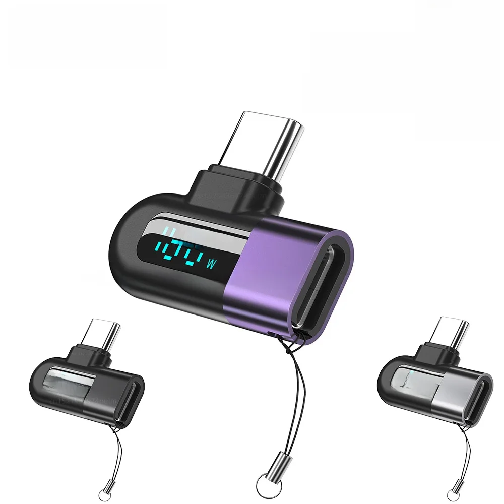 elough 6A Adapter OTG z cyfrowego wyświetlacza typu C na typ C do szybkiego ładowania 120 W Kabel USB typu C Złącze USB2.0 Konwentyon — zdjęcie 2