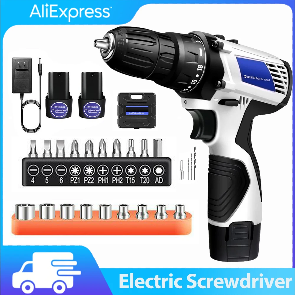 Cordless Driver Kit with Battery,2 in 1 Electric screen Driver tool Kit 45 N.m, Dual Speed 1400RPM