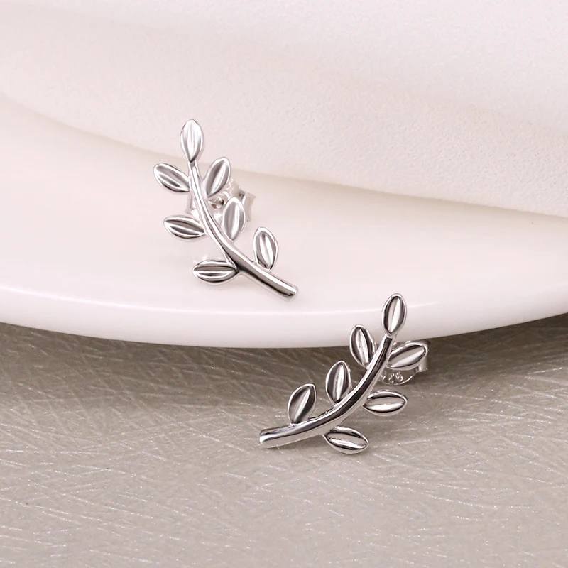 Aide Delicate Wheat Ears Stud Earrings 925 Silver Earrings For Women Perfect For Daily Wear Anniversary Best Wishes Jewelry