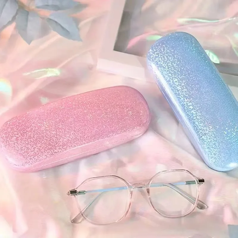 Druckfeste, sturzsichere tragbare Laser-Aufbewahrungsbox mit glitzernden Pailletten. Elegantes Brillenetui mit Sehstärke