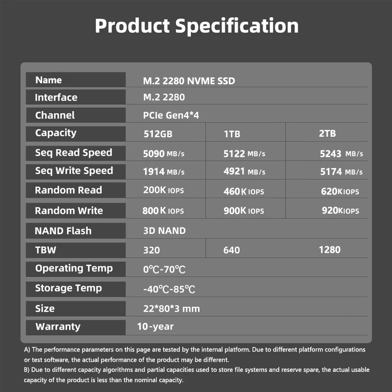 PCIe 4.0 NVME m2 SSD M.2 2280 High Speed Solid State Drives for Laptop Tablets Desktop PS5 m 2  2tb ssd nmve