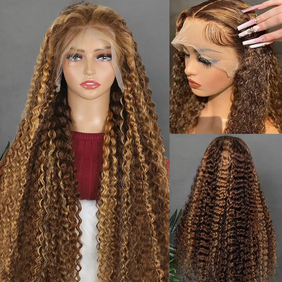 13x6 Blonde Highlight Curly Lace Front Human Hair Wig HD 13X4 Lace Frontal Human Hair Wigs For Women Hightlight 4/27 Wig