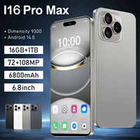 New Smartphone I16 Pro max Global version Mobile Phone 16G+1T 6.8inch HD+ Android 4G/5G Networks Snapdragon 8 gen3 108MP