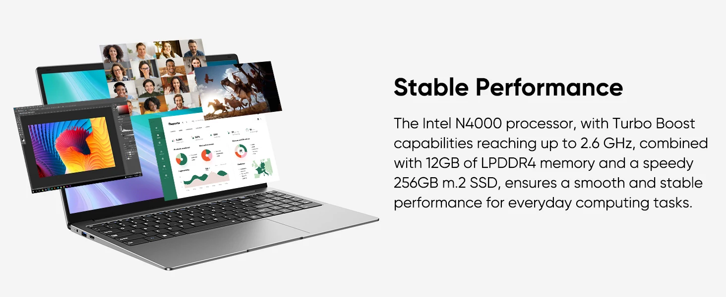 HYPERSTRIX 15.6" FHD Laptop, 12GB RAM 256GB SSD, Celeron N4000, Win 11 Essential Laptop Computer for Student Online Class, Home, Netflix,Lightweight & Portable, Long Battery Life