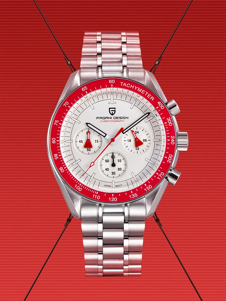 PAGANI DESIGN 2026 Neue Rote Herrenuhren Luxus-Quarz-Armbanduhr für Männer Chronograph Automatisches Datum Wasserdicht Lokaler Versand