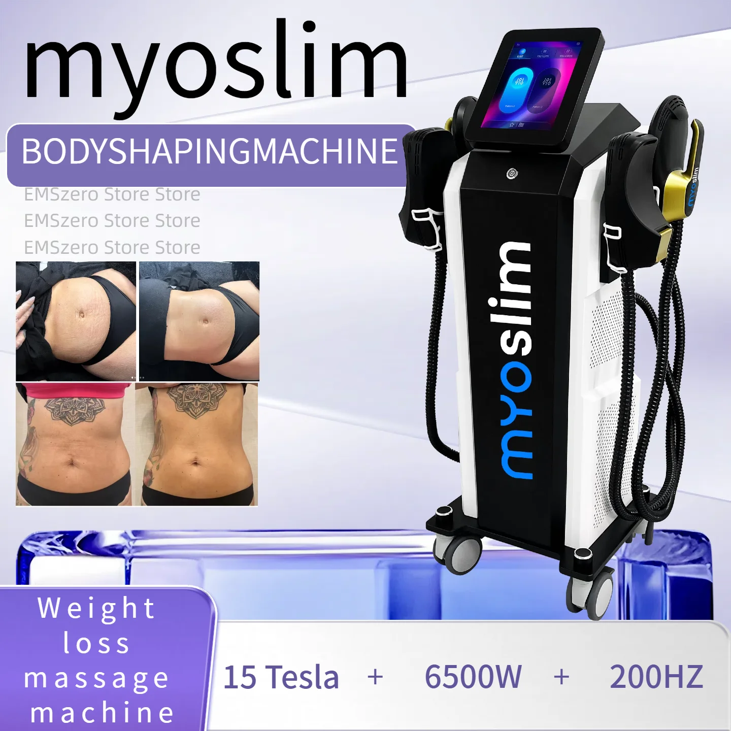

EMS Body Sculpt 15Tesla 6500w EMS Body Slimming Fat Burning Muscle Sculpting Electromagnetic Stimulate Sculpt Therapy Machine