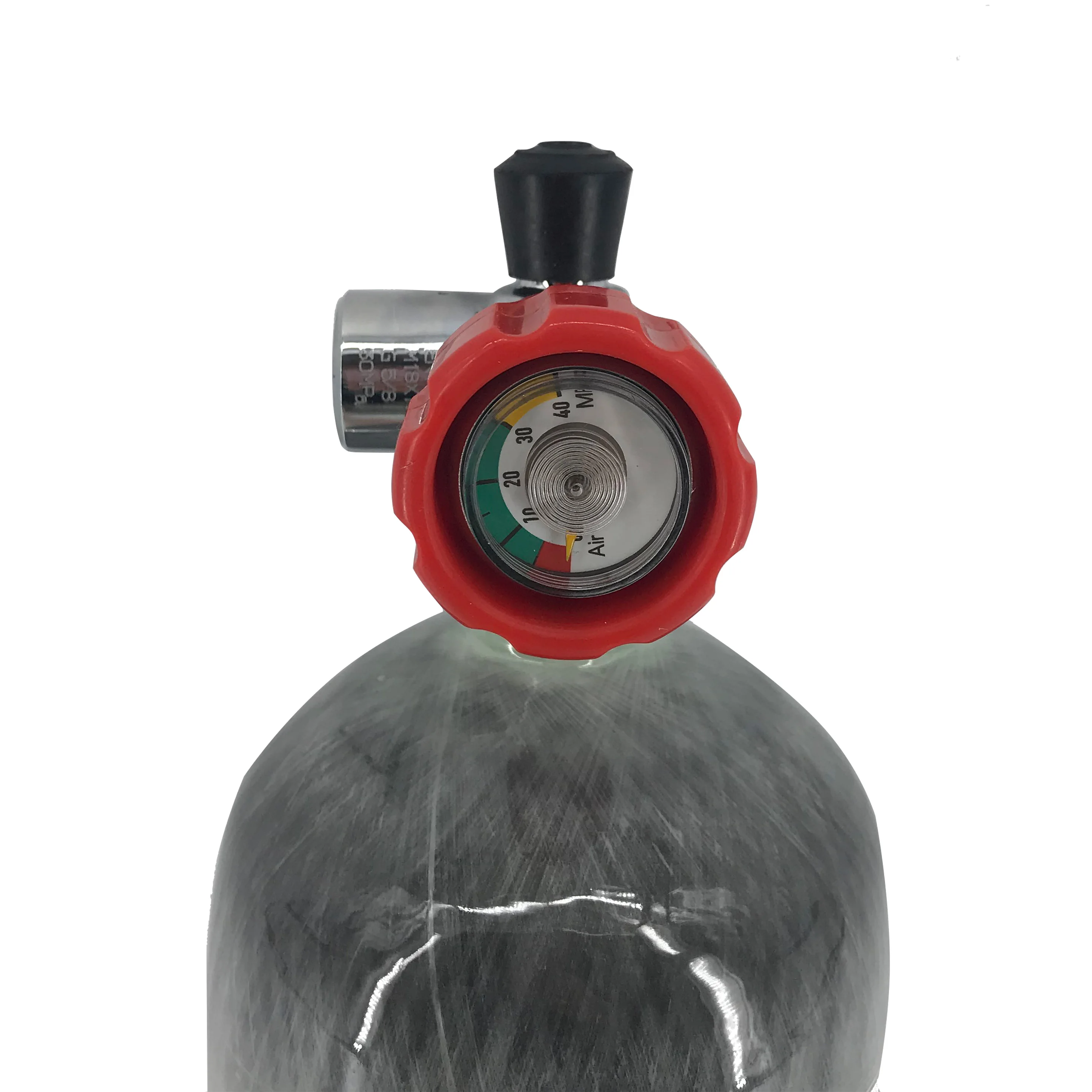 ACECARE 4500Psi 300Bar 30Mpa 2 Litre Mini Diving Cylinder Carbon Fibre Cylinder M18*1.5 With Red Gauge Valve