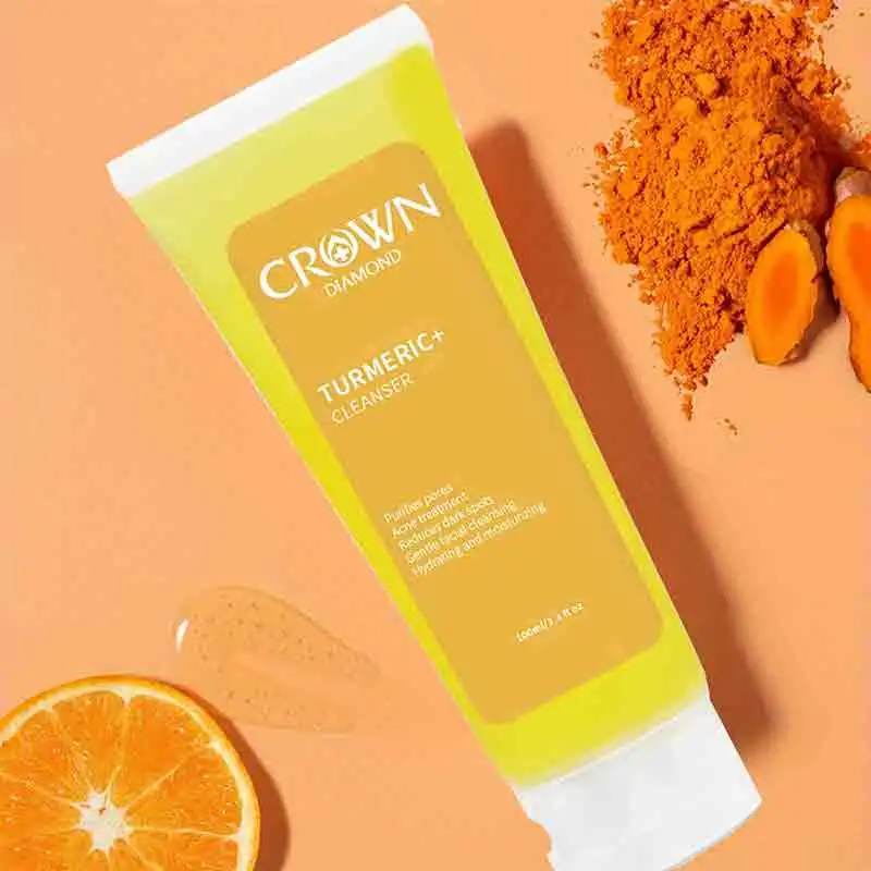 Professional Turmeric Cleanser Whitening Cream Brightening Facial Deep Cleaning Wash Foam Reduce Pockmark Acne Wrinkle Dark Spot