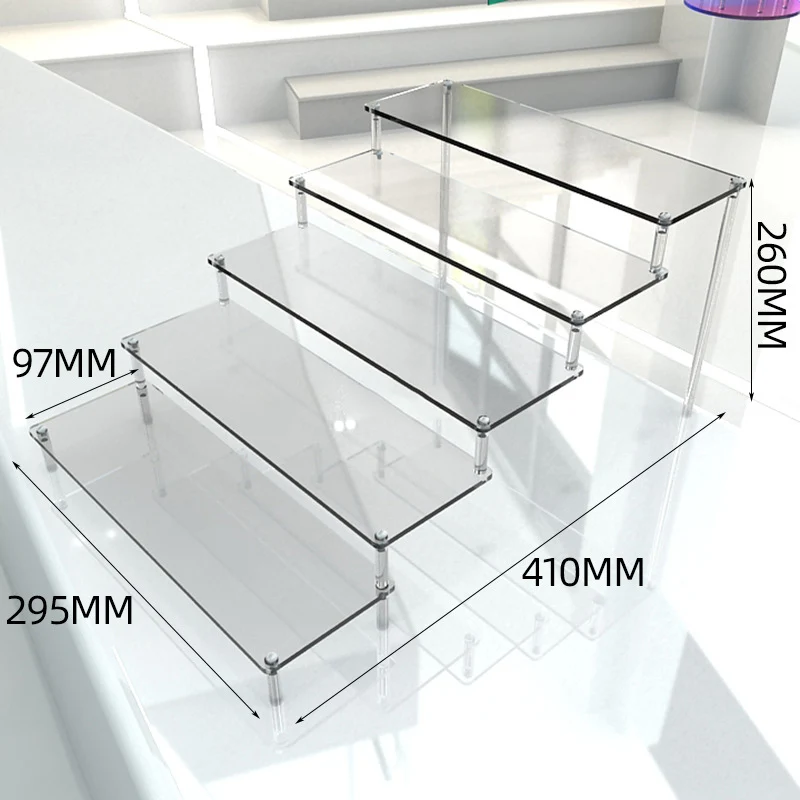 1-5 Tier Acrylic Display Stand for Organizer Amiibo Funko POP Figures Display Riser Perfume Rack Decoration Clear Cupcake Shelf