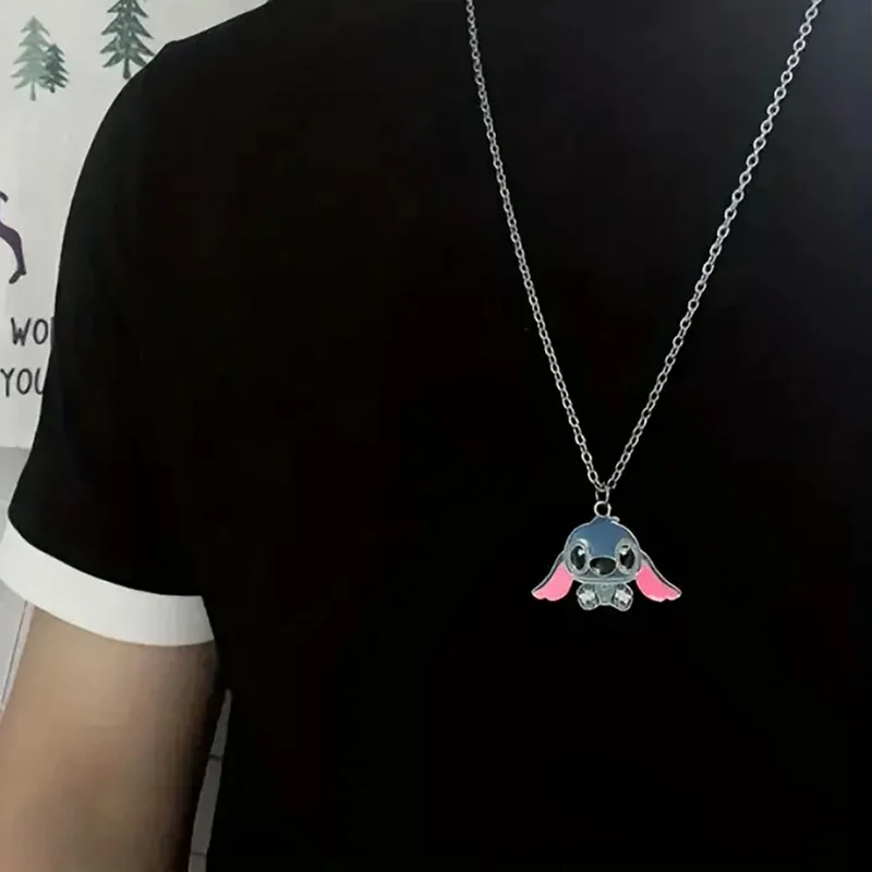 Disney Licensed Lilo & Stitch Couples Pendant Necklaces Adorable Big Ear Stitch Charm Unisex Hip Hop Sweater Chains Heartwarming - Image 3