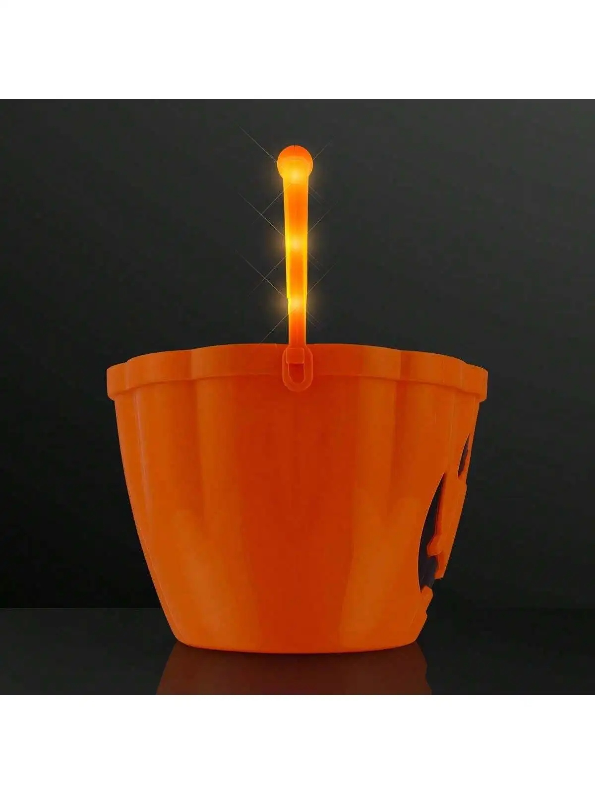 Halloween Party Decor Lantern Trick or Treat Pail Light Up Halloween Pumpkin Bucket with Orange LED Handle