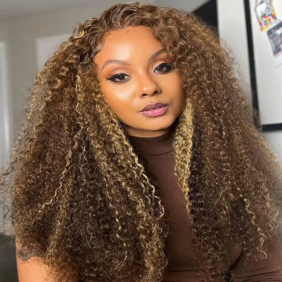 Highlight Curly Wigs HD Lace Frontal Wig 13x6 Transparent 100% Human Hair 30 40 Inch Deep Wave Brazilian Wigs For Women Choice