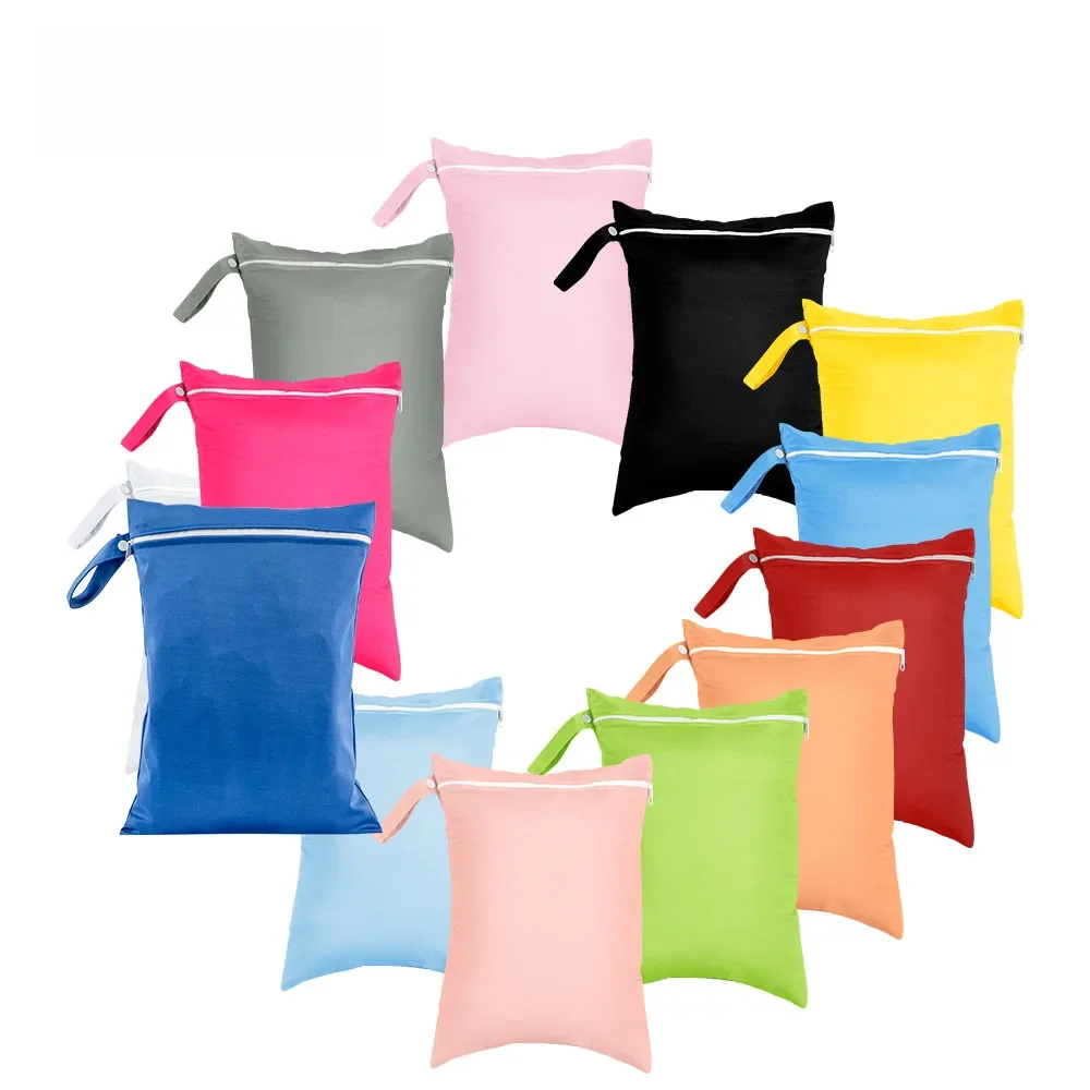 BIAI PUL – sac humide imperméable de couleur unie, sac à couches réutilisable, sac de rangement de serviettes hygiéniques lavables pour maillots de bain, vêtements humides
