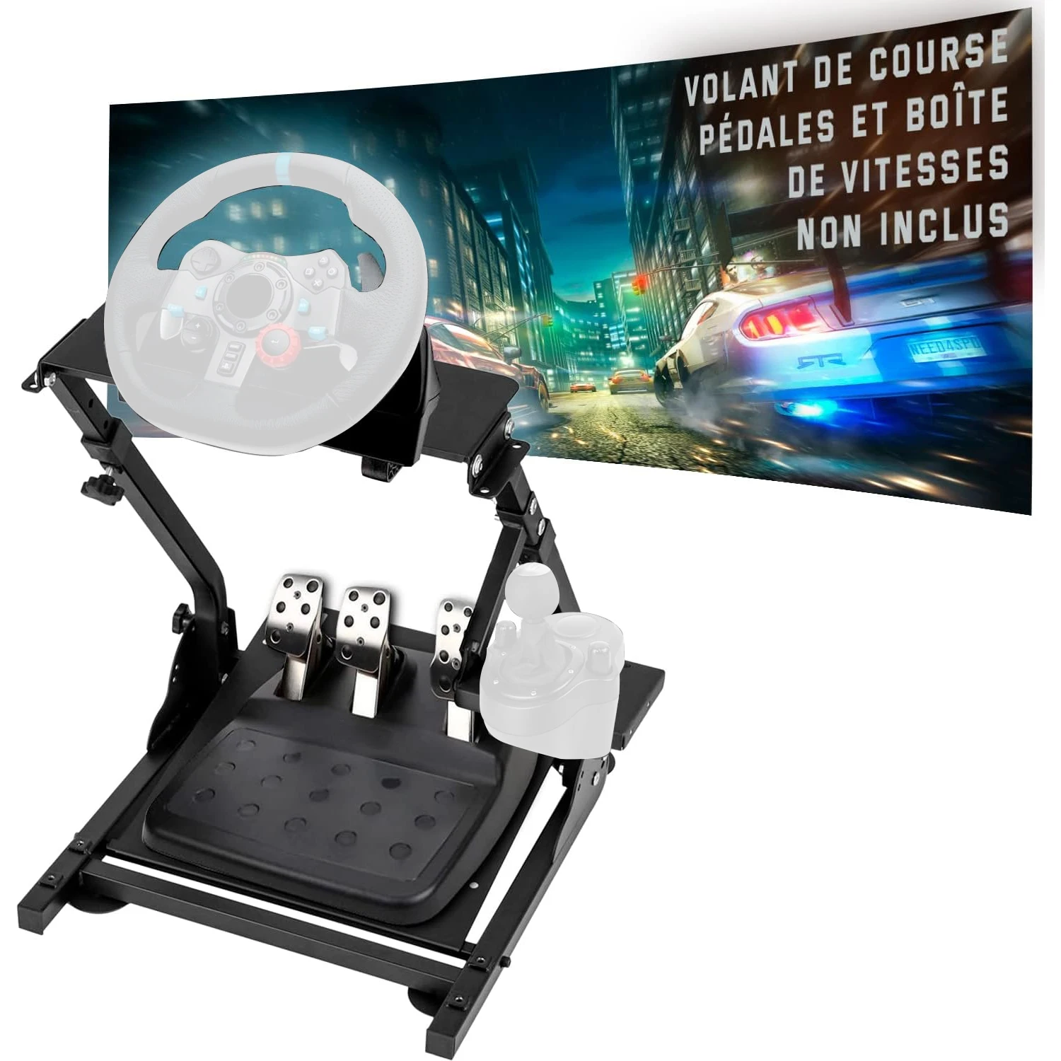 Supporto per volante da corsa pieghevole Supporto per cambio adatto per Logitech G27 G25 G29 G920 G923 Pedali per ruote da gioco NON inclusi Racing