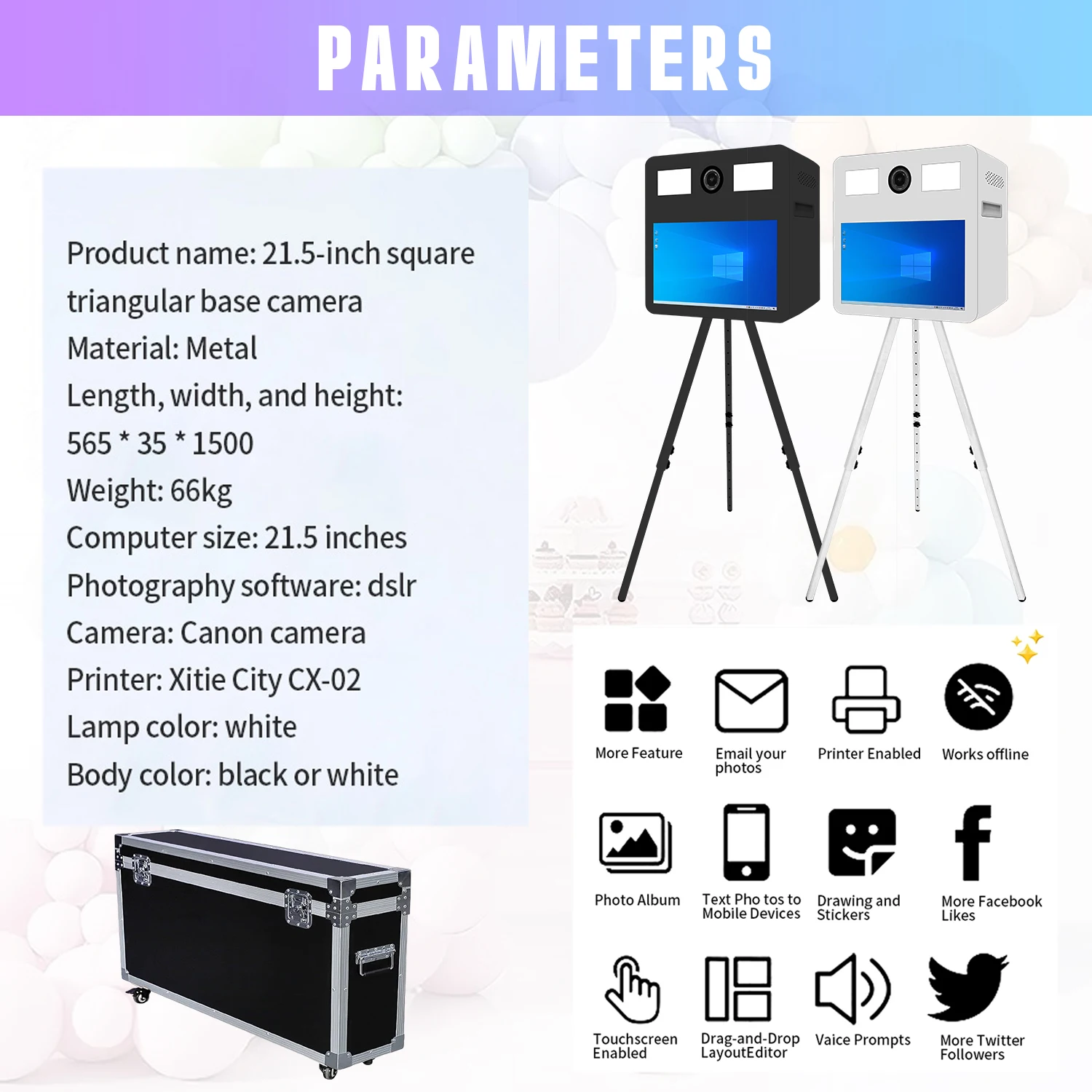 Lustrzana fotobudka Magiczna obudowa lustrzana z 21,5-calowym ekranem dotykowym LCD Fotobudka do selfie na imprezy weselne i imprezy