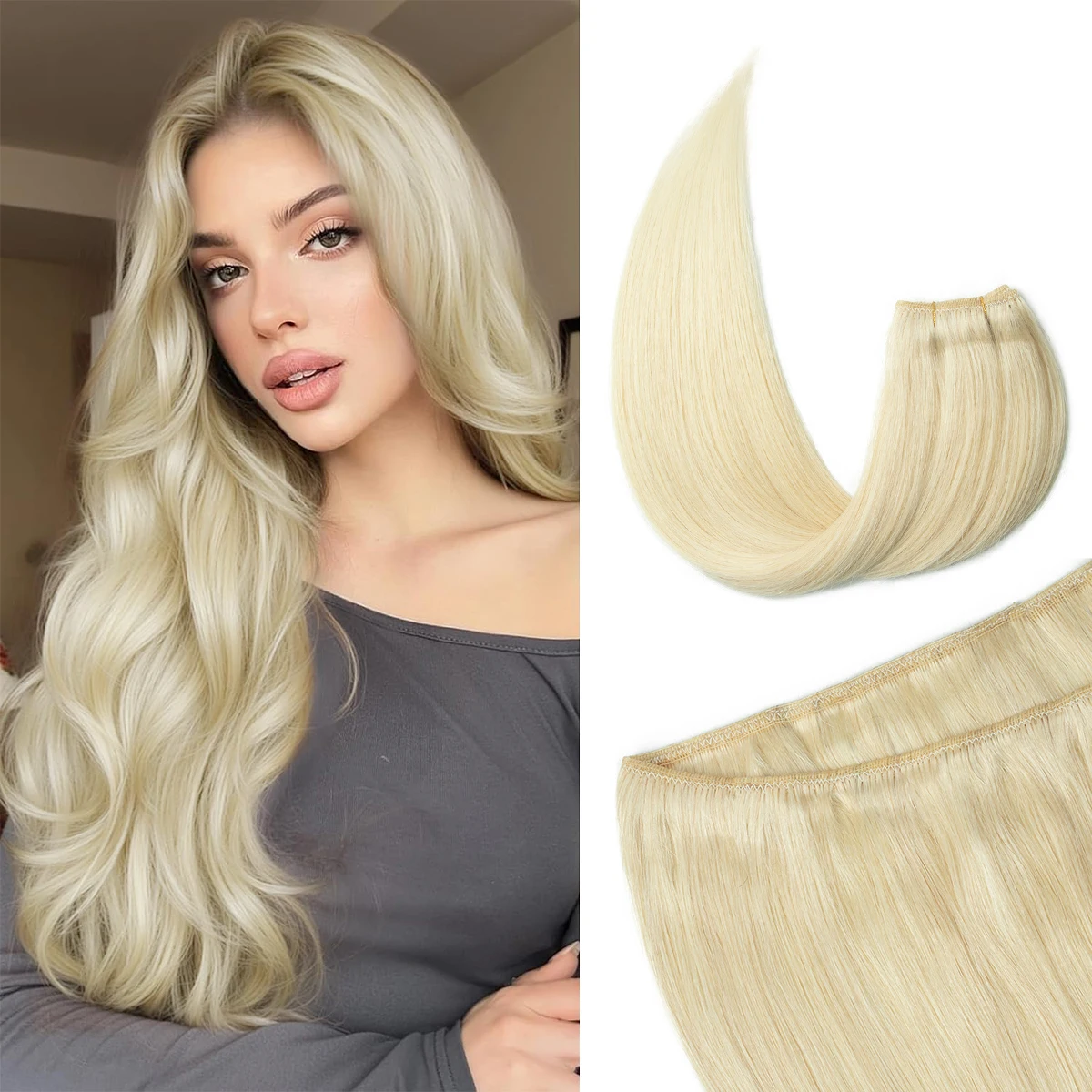 # 613 السيدات الشعر حزم من شعر أشقر شعر بشري طبيعي حقيقي آلة ريمي 12 16 20 24 بوصة #1