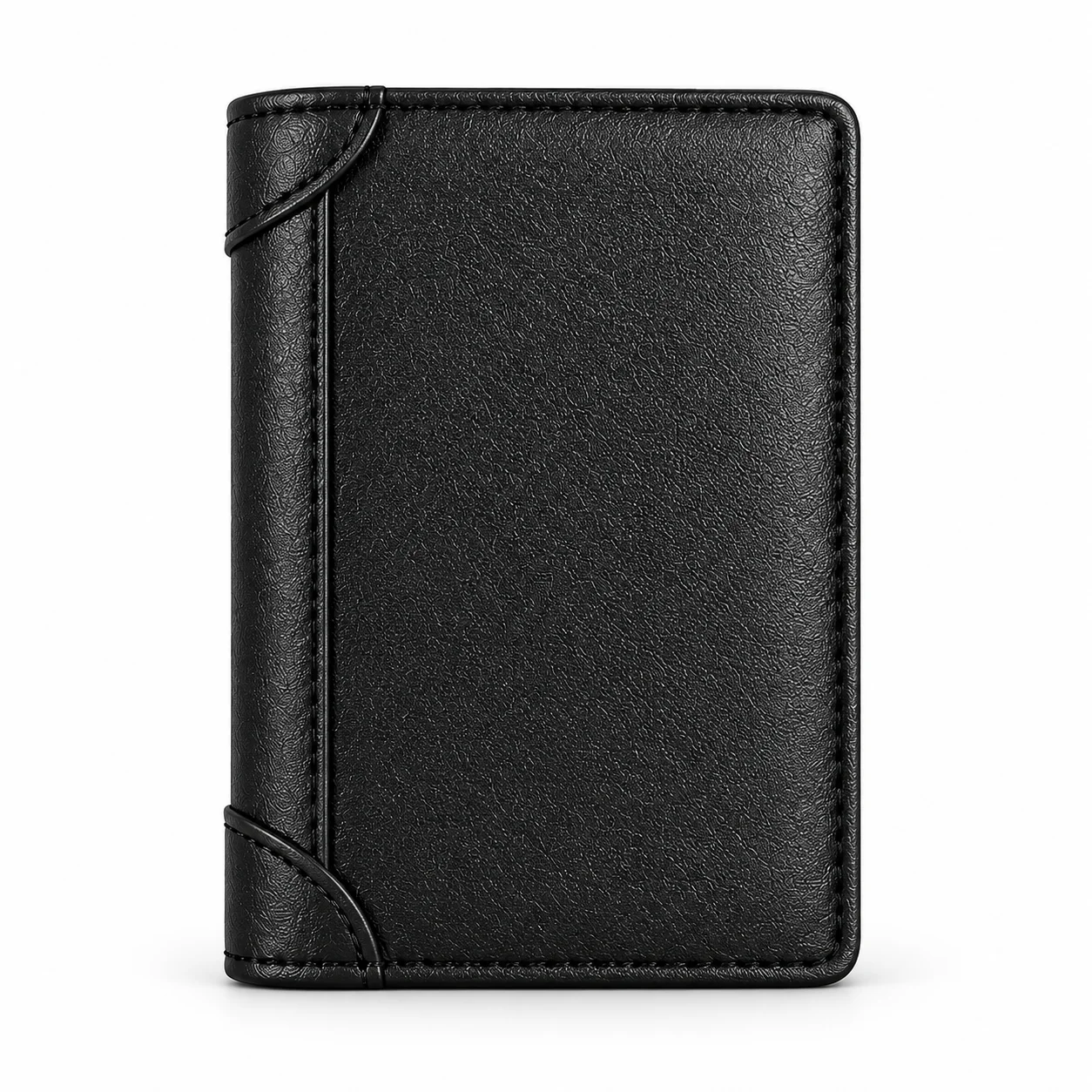 Black Men's PU Leather Wallet with Anti-Theft Chip Protection Multi-Function Card Slot Deep Currency Position Thickened with ID Window Ideal Gift