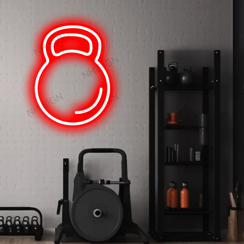 Kettlebell sign Neon,Gym neon sign for Fitness Club Room home Wall Bedroom Decor Birthday gift Sign USB Led Luminous Signs