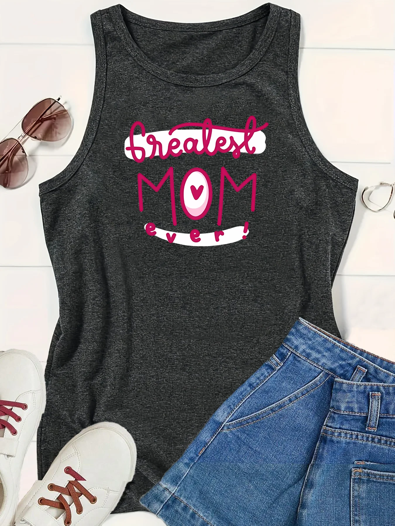 My Mother Is Very Confident Alphabet Love Sports Print Women Tank Tops Loose O-neck Sleeveless Casual Vest Women's Tops