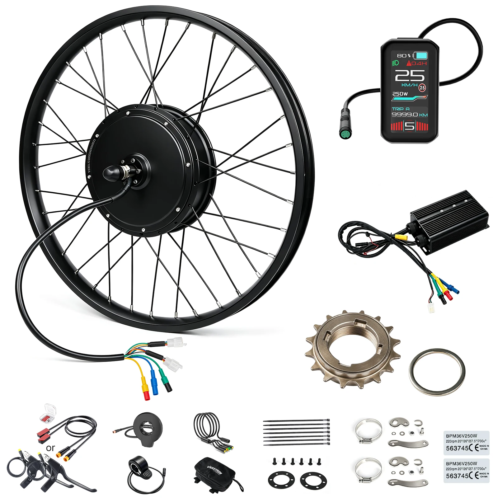 Varstrom 52V 2000W 72V 3000W Hinterradnabenmotor E-Bike Umbausatz Kits 26 Zoll 27,5 Zoll 28 Zoll 29 Zoll 700C Radantriebsmotor Optionaler Elektrofahrrad-Motor mit Bafang UART Protokoll System Display