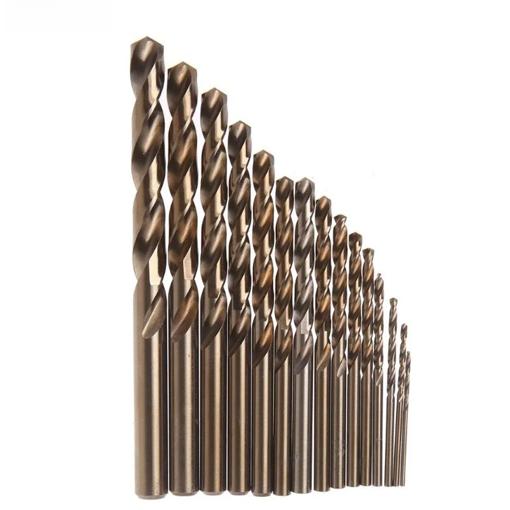 15szt Wiertła kobaltowe do obróbki metalu i drewna M35 HSS Co Steel Prosty chwyt 1,5-10mm Wiertło kręte Elektronarzędzia Drillforce — zdjęcie 2