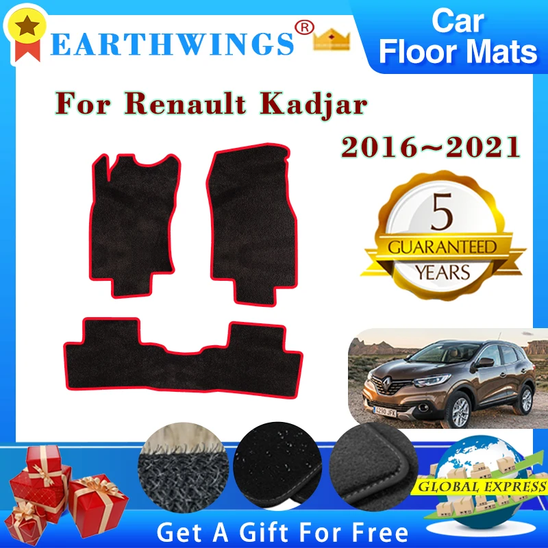 Car Floor Mats For Renault Kadjar 2016 2017 2018 2019~2021 Foot Pads Carpets Panel Anti-slip Premium Custom Rugs Pad Accessorise