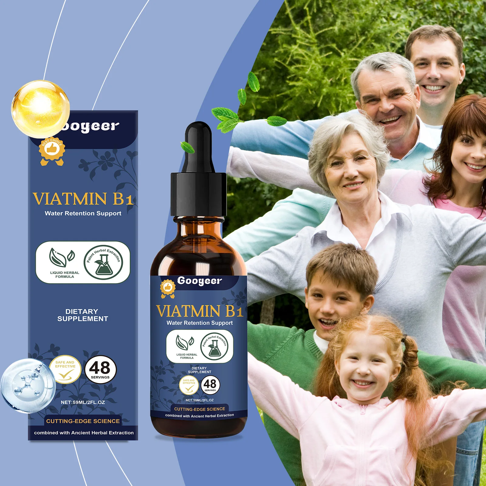 

59ml Googeer Energy Supplement Liquid B Complex Vitamins Boosts Physical Stamina Enhances Life Quality Body Vitality Support