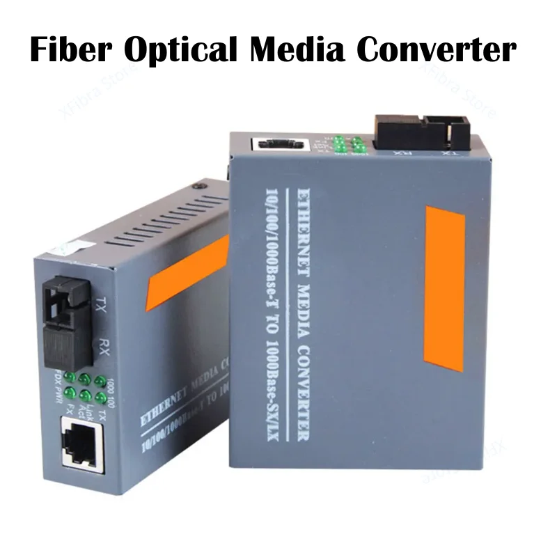 SC Port Fiber Optic Media Converter, Single Fiber External Power Supply, Optical Fiber Transmitter, HTB-GS-03, 1000Mbps