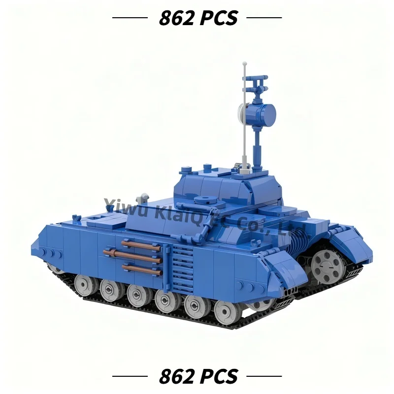 MOC Sci-Fi Blue Lunar Exploration Tank Building Blocks Set 862Pcs, Space Armored Crawler Bricks Model Adults