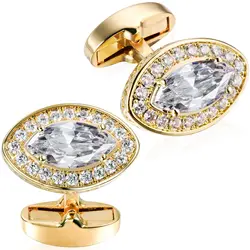 Hawson Heren Luxe Gouden Zirkonia Manchetknopen Franse Overhemd Accessoire Hoge Kwaliteit Modieuze Heren Sieraden