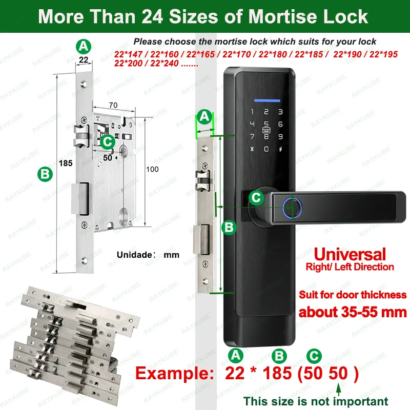 RAYKUBE-cerradura inteligente L1 para puerta, dispositivo de cierre con huella Digital, con WiFi, Tuya, ZigBee, TT, APP