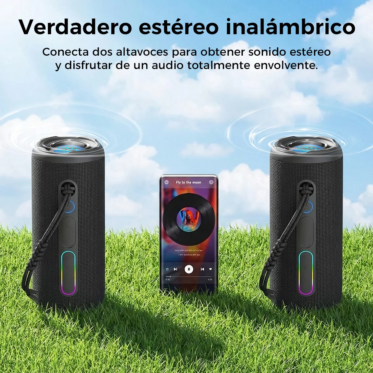 altavoz Bluetooth portátil 40W TWS impermeable con luces RGB altavoz inalámbrico, altavoz potente con graves, altavoz portátil 5200mAh, altavoz Bluetooth IPX7, altavoz con USB AUX y tarjeta TF, altavoz para exterior 12 horas