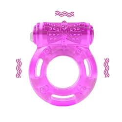 Butterfly Vibrating Penis Ring Silicone Cock Ring Vibrator Male Penis Extender Clitoral Stimulate Couples Adult Sex Toys for Men